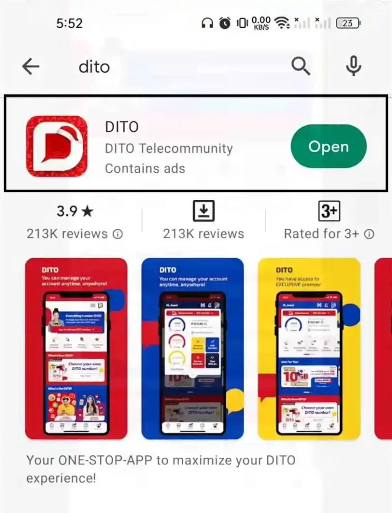 Download & Install the Dito App 